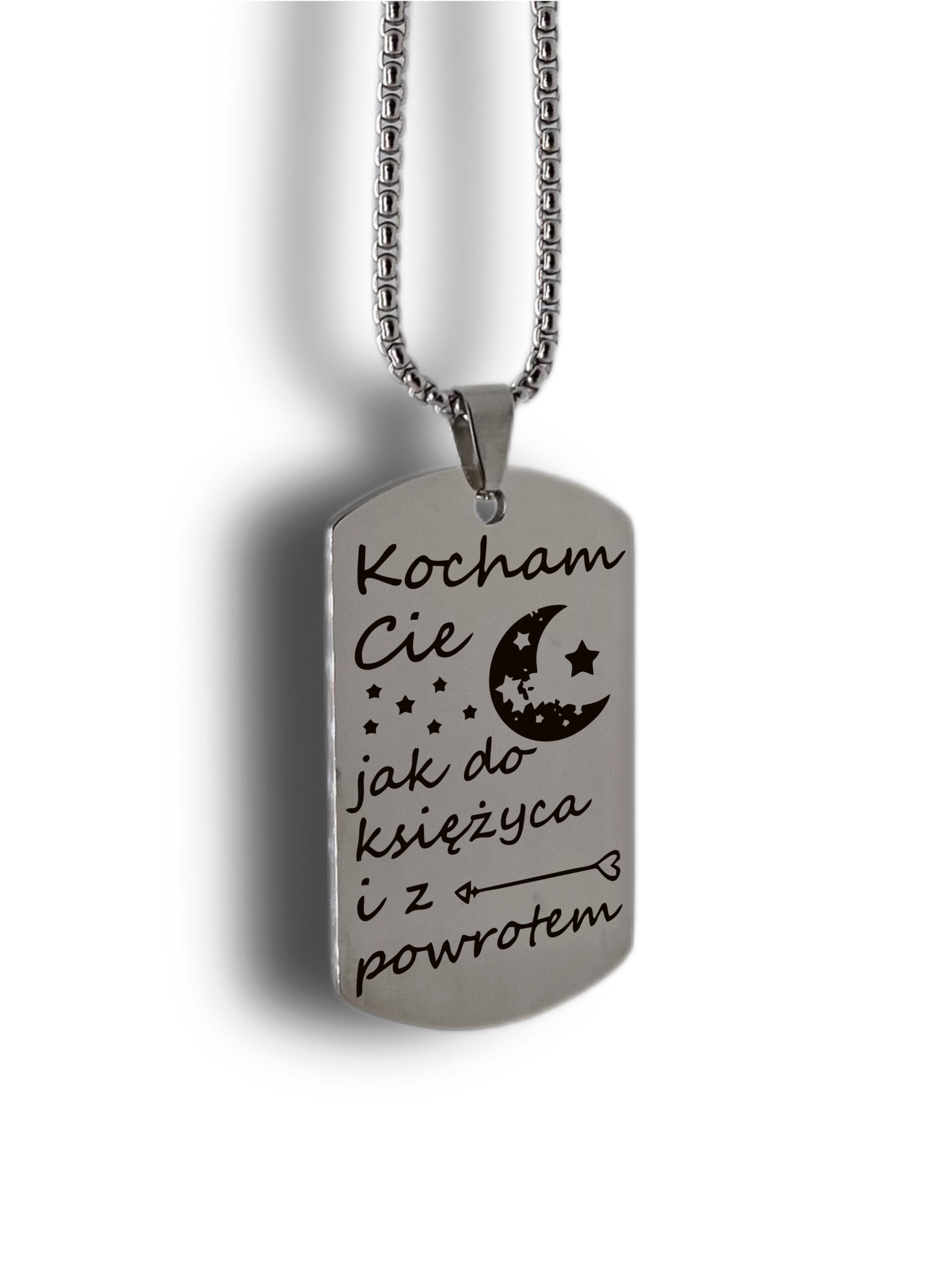 Nieśmiertelnik Kocham Cię jak do ksiezyca i z powrotem
